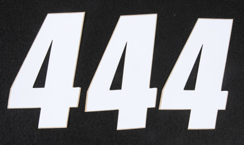 D-COR Number 4 White 4-Inch Decals (3 Pack) - Race-Style Vinyl Numbers for Motocross and Supercross