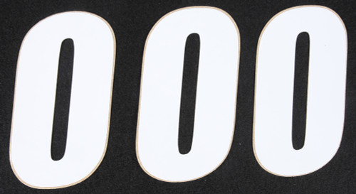 D-COR Number 0 White 4-inch Race-Style Vinyl Numbers - 3 Pack