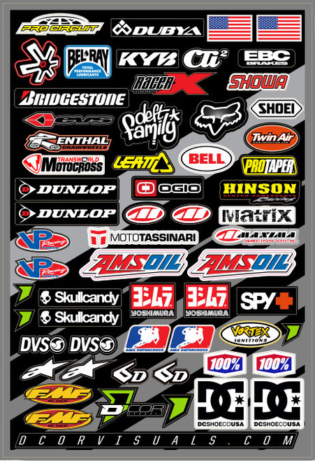 D-COR Misc Logos Decal Sheet 12 x 18 inches - Versatile UV-Coated Vinyl Decals
