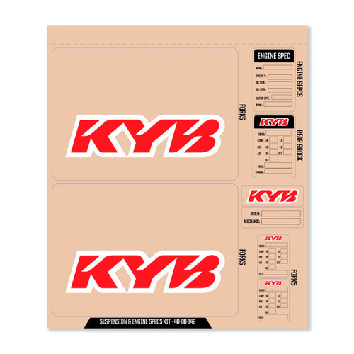 D-COR Kyb Decal Kit Red for Fork, Shock, and Engine Specifications - Part 40-80-142