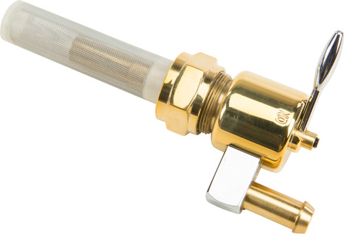 HardDrive Brass Petcock Round 22mm Downward Position - High-Flow Fuel Valve with 3-Position Knob