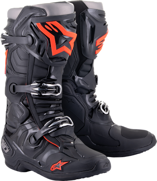 Alpinestars Tech 10 Boots Black/Red Fluo Size 8 – Advanced Motocross Performance and Protection