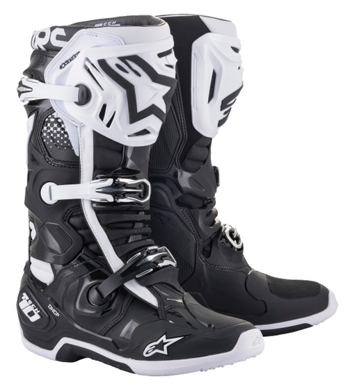 Alpinestars Tech 10 Off-Road Motorcycle Boots Size 10 - Black and White