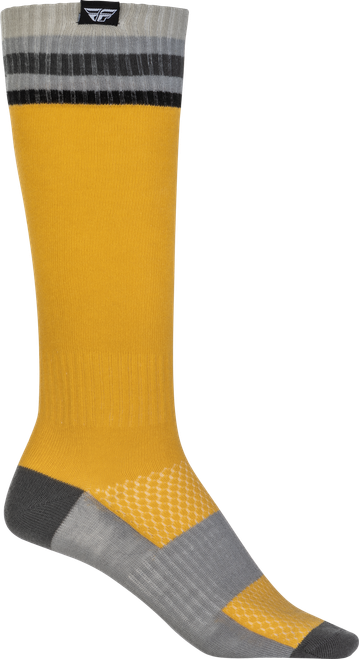 Fly Racing MX Socks Thin Yellow Large/X-Large - Durable and Comfortable Boot-Length Riding Socks