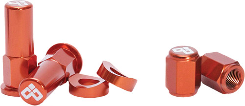 DUBYA 68-051O Anodized Orange Rim Lock Nut & Valve Cap Kit