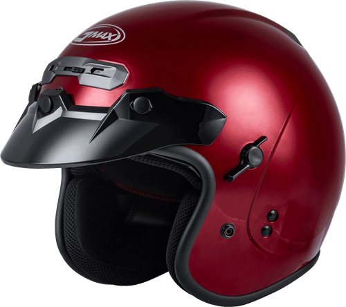 GMAX GM-32 Candy Red Open Face Helmet with Sun Visor and Ventilation System