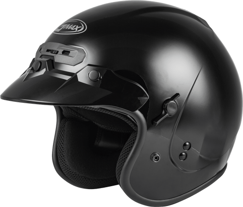 GMAX GM-32 Open Face Helmet Black Medium with Sun Visor and Ventilation