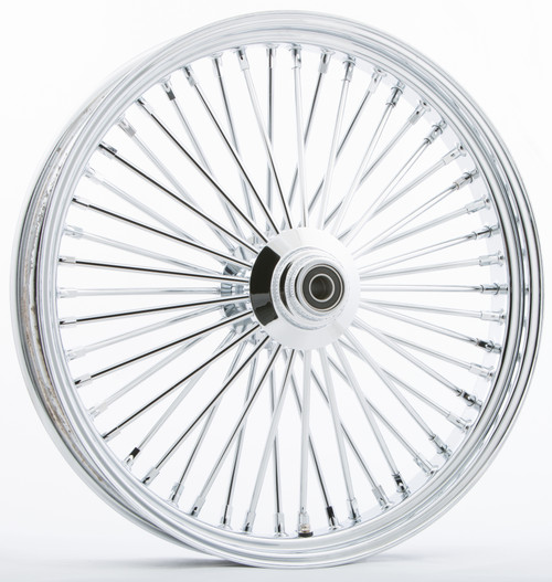 HardDrive 576-04154 Fr 48 Spoke Silver Chrome Front Wheel 21x2.15 with Black Billet Aluminum Hub