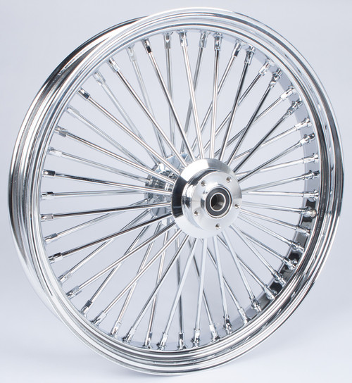 HardDrive 051-14532 Front 48 Spoke Chrome Wheel for 23x3.5 Inch Tire with 1 Inch Axle and Black Billet Aluminum Hub