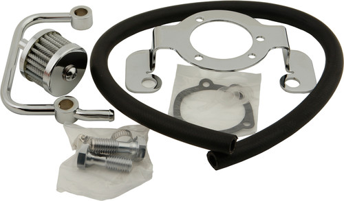 HardDrive Complete Mount Kit Breather Tube Chrome XL 91-06 for Custom Air Cleaner Installation