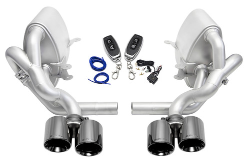 Porsche 997.2 Carrera SOUL Valved Side Mufflers - Black Chrome Tips / Factory PSE
