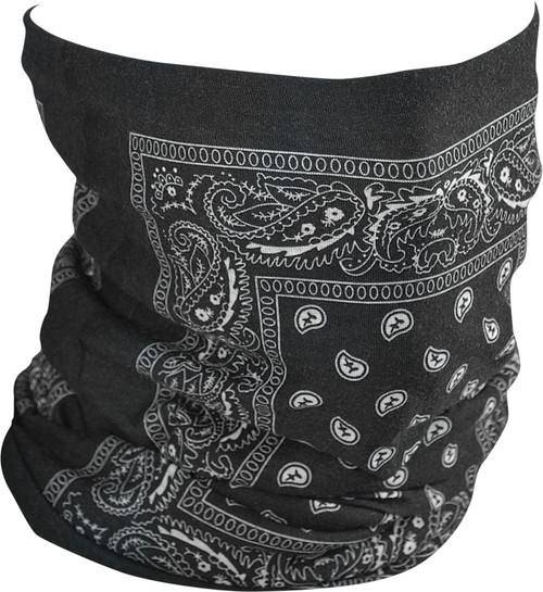 ZAN Motley Tube Fleece Lined Black Paisley - Versatile Cold Weather Headgear