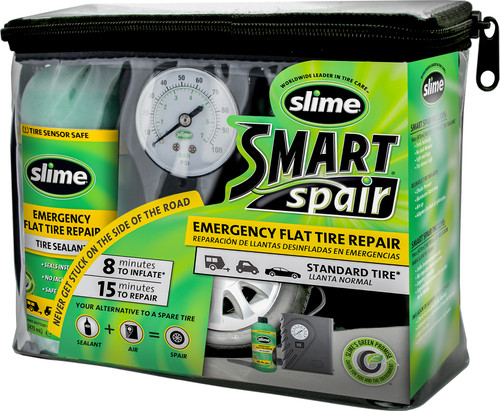 SLIME Smart Spair Tire Repair Kit with 12V 300 PSI Air Compressor and Accessories