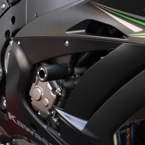 Shogun PA2 Frame Sliders for Motorcycles – Black and White Frame Protectors with One-Year Free Replacement Offer