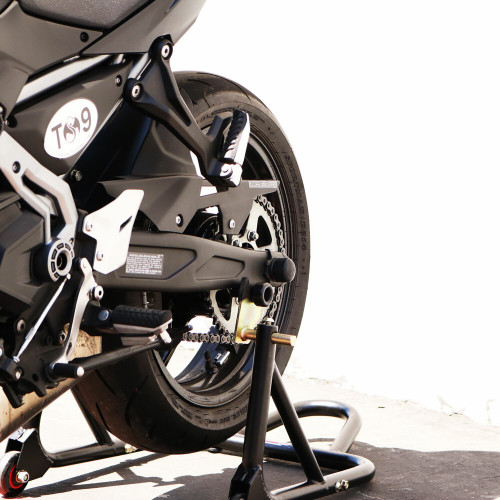 SHOGUN Swingarm Sliders Black - Part 701-0749 for Enhanced Motorcycle Protection