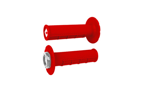 ODI J33HWR-S ATV Half Waffle V2.1 Grip Bright Red and Silver with Lock-Jaw Clamps