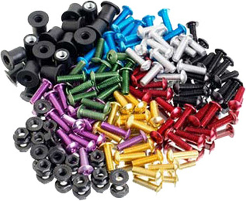 PUIG Windscreen Screw Kit Well Nut Blue - Part 0957A, Anodized Aluminum, 8 Pieces