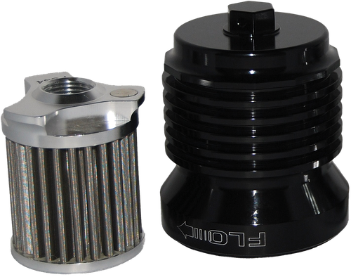 PCRACING PCS4B Flo Reusable Steel Oil Filter with Black Anodized Aluminum Housing