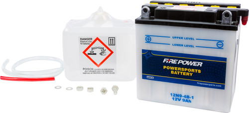 Fire Power 12N9-4B-1 12V Battery with Acid – High Cold Cranking Amps & Long Life