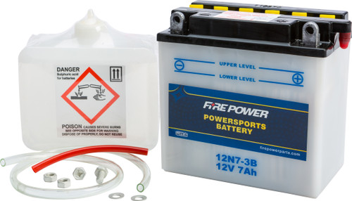 Fire Power 12N7-3B 12V Battery with Acid – High Cold Cranking Amps, Heavy-Duty Construction