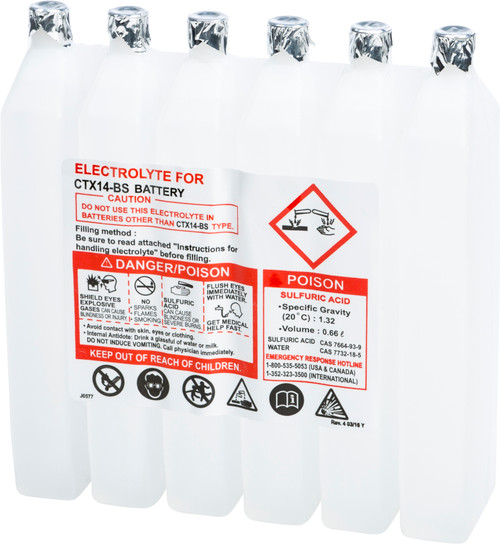 Fire Power 660cc Sealed Battery Electrolyte Pack for Maintenance-Free Batteries