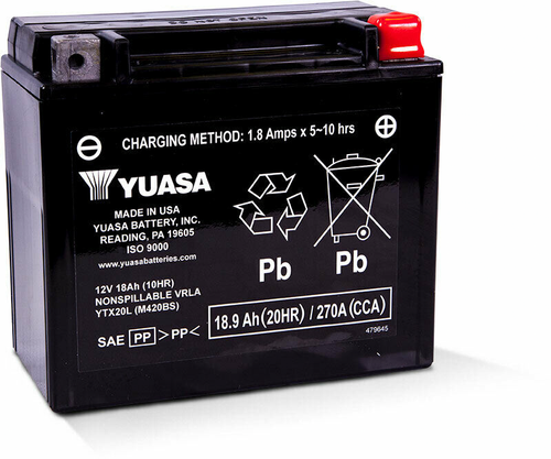 YUASA YUAM420BS Ytx20l Sealed Factory Activated Motorcycle Battery