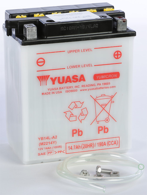 YUASA YUAM2214YIND Yb14l A2 Conventional Battery for Enhanced Cranking Power