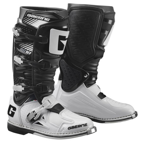 GAERNE SG-10 Racing Boots Black/White Size 14 – Lightweight Performance Motorcycle Footwear
