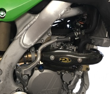 P3 Carbon Fiber Composite 4-Stroke Head Pipe Guard and Heat Shield for Kawasaki