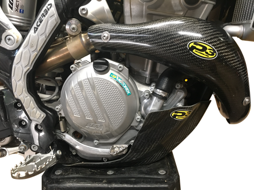 P3 Carbon Fiber Composite 4-Stroke Head Pipe Guard and Heat Shield for KTM/Husqvarna