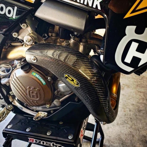 P3 Carbon Fiber Head Pipe Guard and Heat Shield for KTM and Husqvarna 4-Stroke Engines