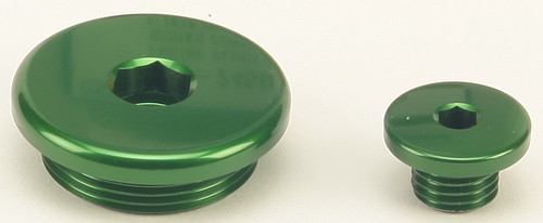 Works Engine Plugs Green - Part #24-623 for Motorcycle Maintenance and Aesthetics