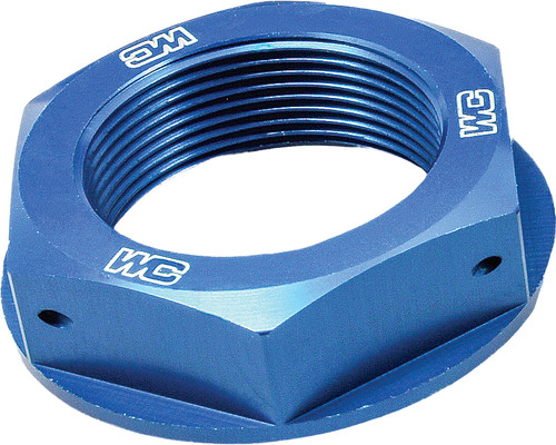 WORKS 24-320 Blue Steering Stem Nut for Motorcycle - CNC Machined 6061-T6 Aluminum