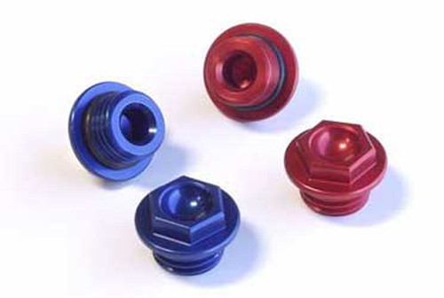WORKS 24-070 Oil Filler Plug Red - CNC Machined Aluminum Replacement for OEM Plastic Plug