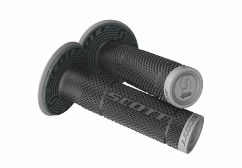 SCOTT Sx2 Grips Black/Grey - Dual Density Bicycle Handlebar Grips with Diamond Pattern and Neoprene Donuts
