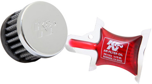 K&N Crankcase Vent Air Filter with Chrome Top Part 62-1370 – Remote Mount or Direct Mount for Racing Engines