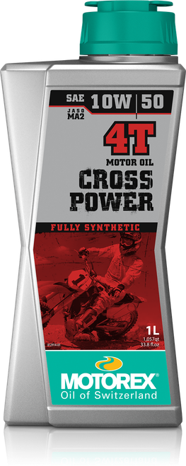 MOTOREX Cross Power Oil 4T 10W-50 Synthetic Motorcycle Engine Oil (1L Bottle, Part #308241)