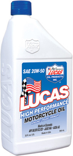 LUCAS High Performance Oil 20W-50 4T - 1 Quart Bottle