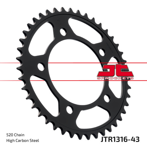 JT Rear Sprocket Steel 43T for 520 Chain - High Carbon Japanese Steel JTR1316.43