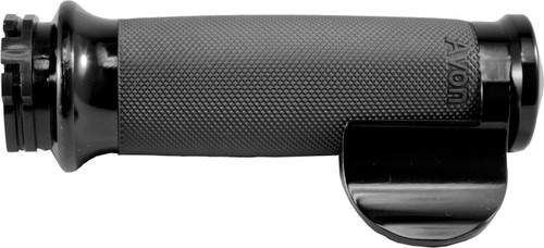 AVON Custom Contour Grips for Harley-Davidson 1984 and Newer Models – Black with Brass Throttle Boss