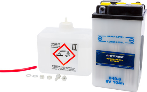 Fire Power B49-6 6V Battery with Acid – High Cold Cranking Amps and Long-Lasting Performance