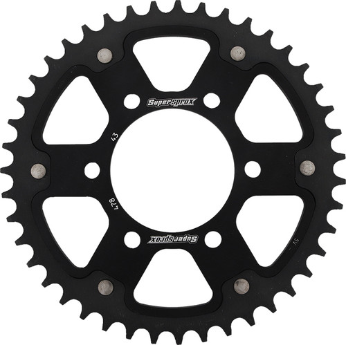 SuperSproX Rear Stealth Sprocket Aluminum/Steel 43T for Kawasaki 520 Chain - Black RST-478-43-BLK