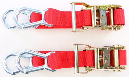 HIGH ROLLER HR801-30 Ratchet Ultra Tie Down in Red with Heavy-Duty Carabiner Hooks