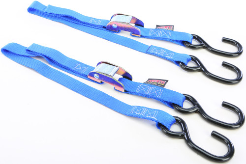 POWERTYE 22033 Watercraft Tie Down Cam S Hook, 1 Inch x 3 Feet, Blue Pair