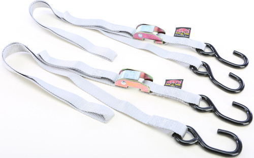POWERTYE 22264 Heavy Duty Tie Down Cam S Hook Pair - 1 inch x 5.5 feet, Silver