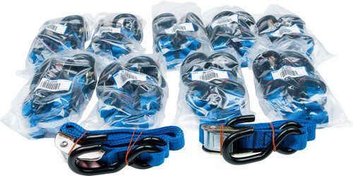 FIRE POWER 21263BULK 1-Inch Tie Down Straps, 10 Pairs - Heavy Duty Nylon Webbing with Cam Buckle and Protective Hooks