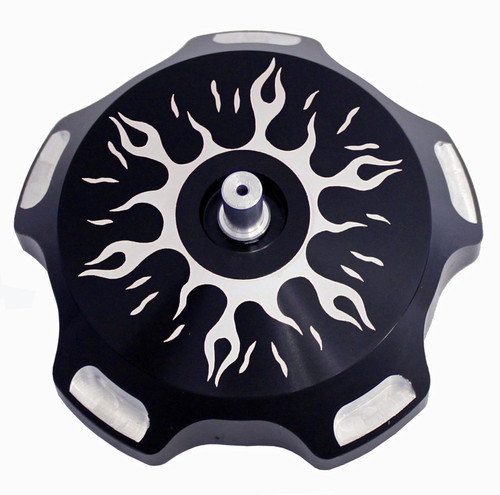 MODQUAD GC1-FRBLK Billet Gas Cap with Black Flames Finish