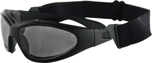 Bobster GXR001 Black Wraparound Sunglasses with Smoke Lenses and Detachable Strap