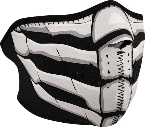 ZAN WNFM168HG Half Face Mask Glow In Dark Bone Breath - Reversible Neoprene Mask for Warmth and Water Resistance