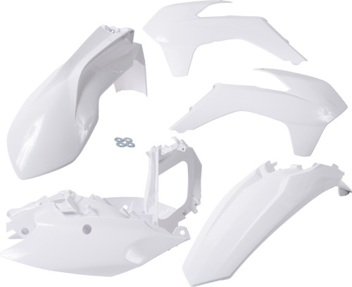 ACERBIS Plastic Kit White – Front and Rear Fenders, Side Panels, Radiator Scoops for Dirt Bikes